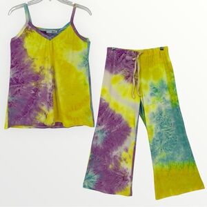 NEW Blumin Apparel Women Juniors Capris and Tank Top Set Wide Leg Stretch Tie